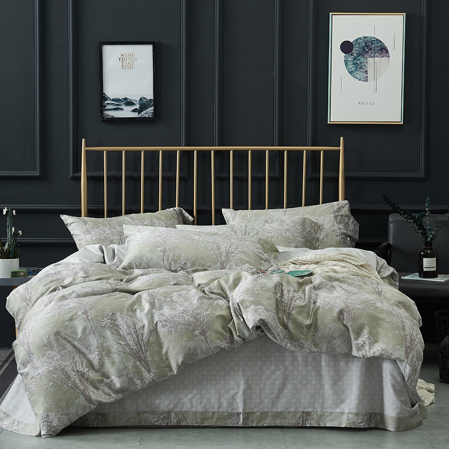 床上用品 純棉四件套 蕾絲工藝 60貢緞長絨棉系列 科拉(綠)