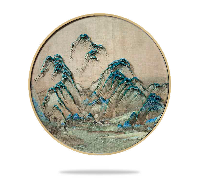 新中式客廳禪意裝飾畫 立體手工山水圓形釘子畫 樣板房過道掛畫壁畫