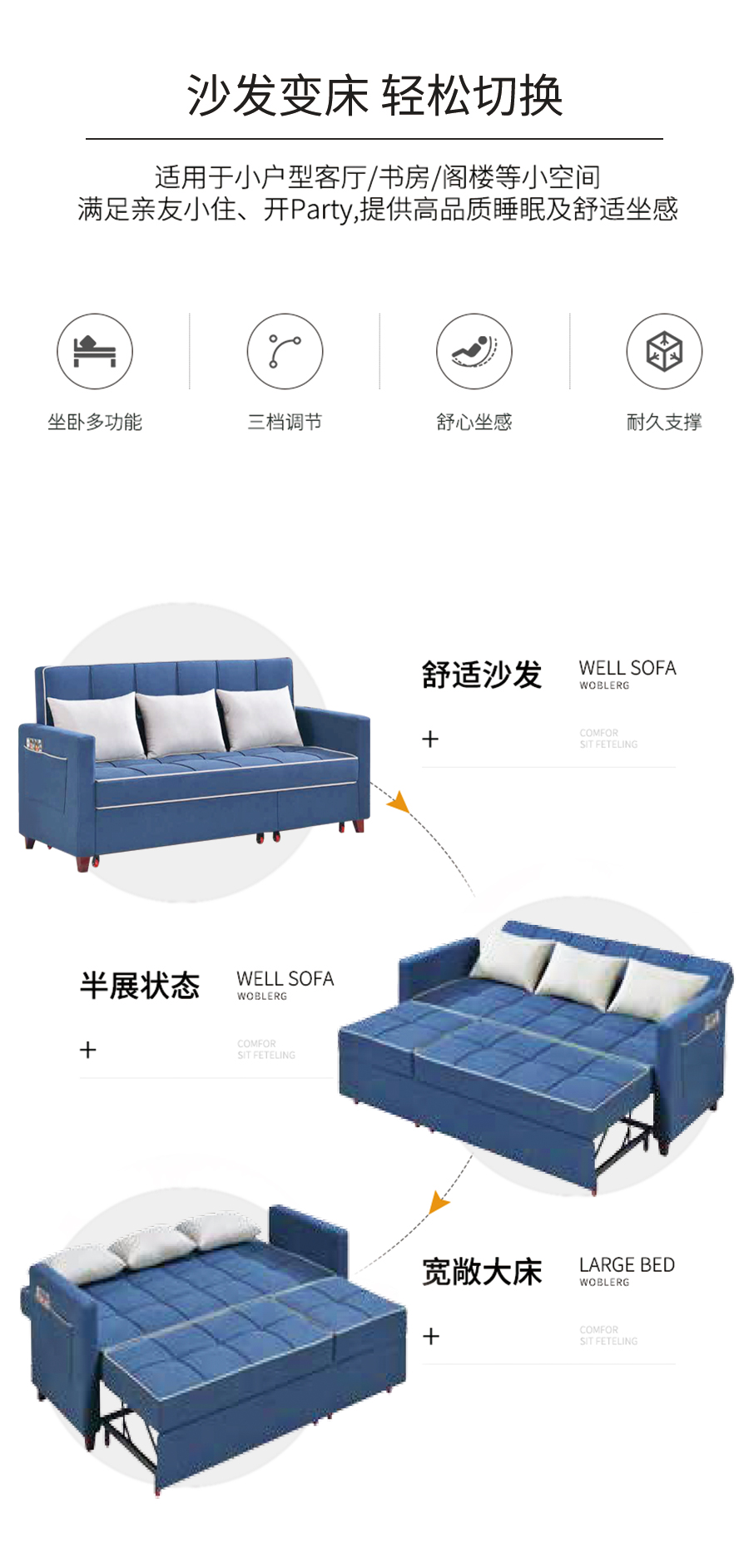 星空梵高 坐臥多功能乳膠客廳功能沙發 悠然春日 k612-1